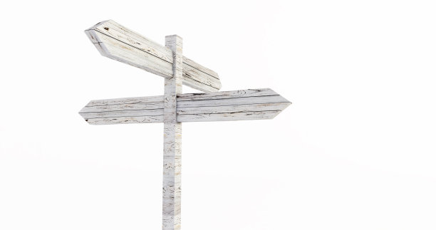 空木路标孤立在白色背景上的3D渲染图片下载