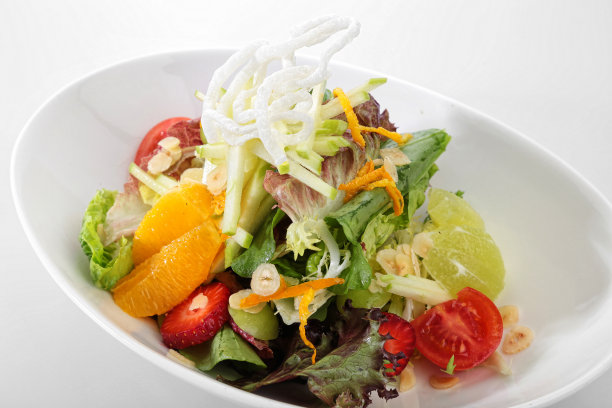 柑橘类水果沙拉配绿色蔬菜图片下载