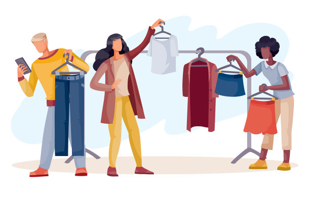 男人和女人在一家商店里买衣服图片下载