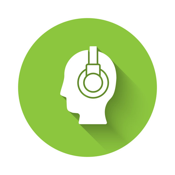 白人男子戴着耳机，图标与长隔离图片下载