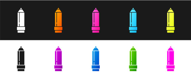 设置铅笔与橡皮图标隔离在黑色和图片下载