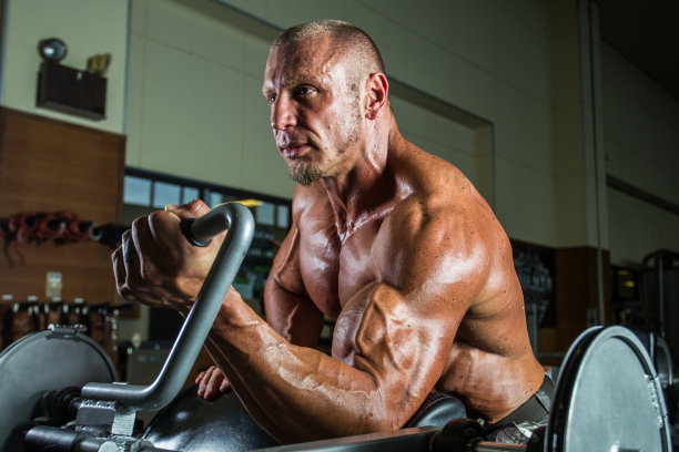 在健身房锻炼的健美运动员图片下载