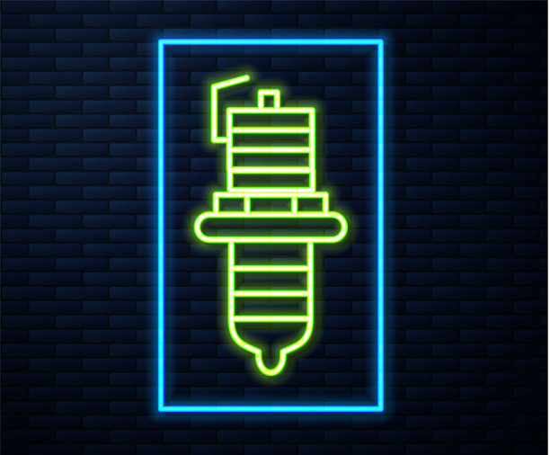 发光的霓虹灯线汽车火花塞图标隔离图片下载