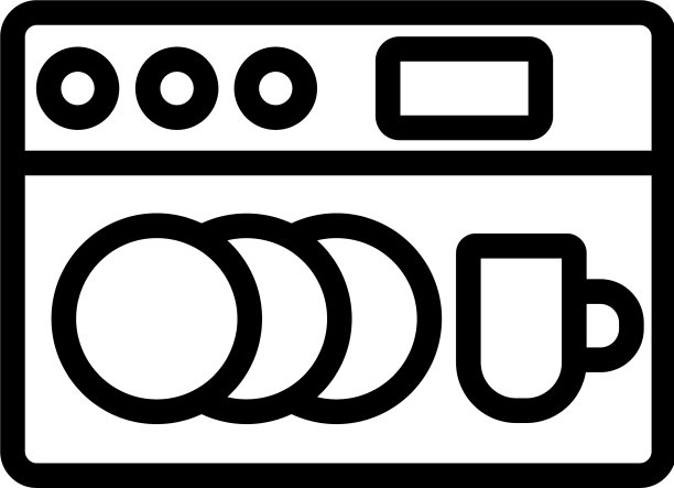 盘子与杯子在洗碗机图标轮廓图片下载