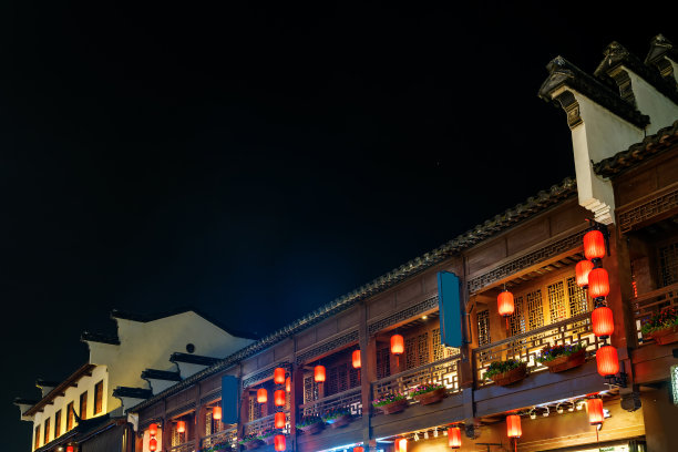 中国江苏省南京市孔庙夜景图片下载