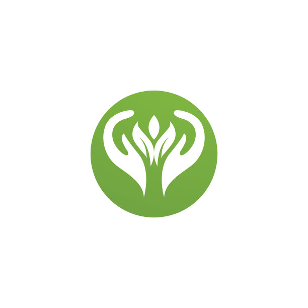 手和叶绿色标志模板图片下载