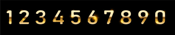 黄金数字设置黄金金属字体孤立图片下载