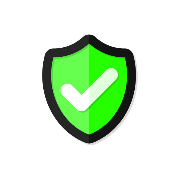 盾绿色与检查标记平坦安全图片下载