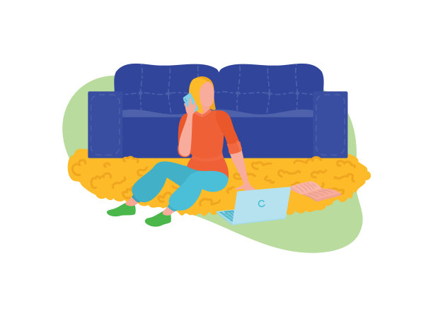 年轻的女商人用笔记本电脑远程工作图片下载