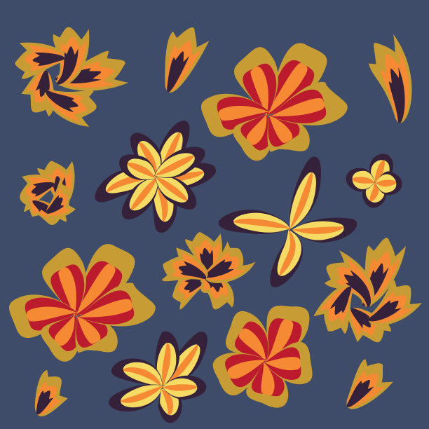 无缝图案与叶和花涂鸦图片下载