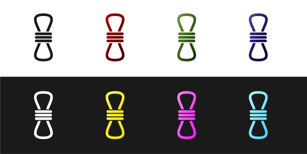 设置攀爬绳图标隔离在黑色和白色图片下载