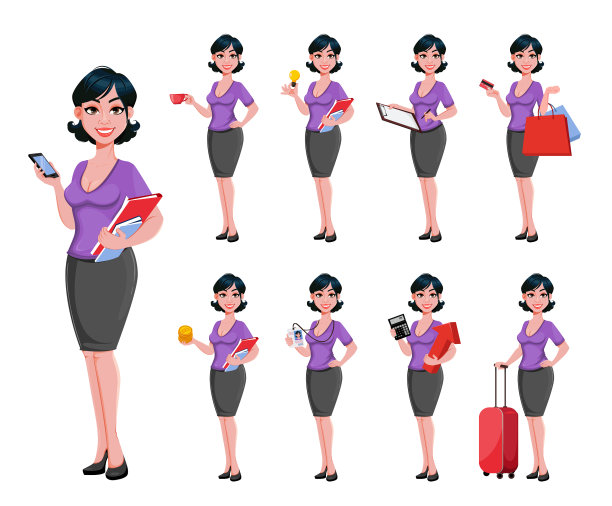 年轻美丽的商业女人与时尚图片下载