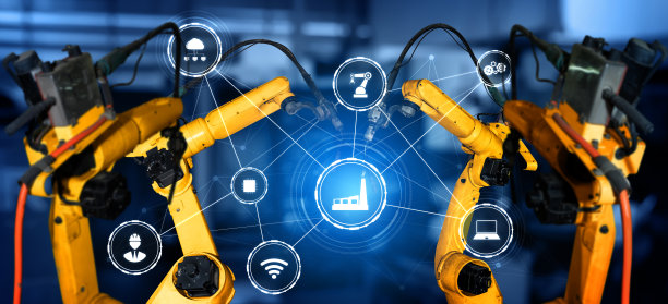 智能工业机器人手臂的数字化工厂生产技术图片下载