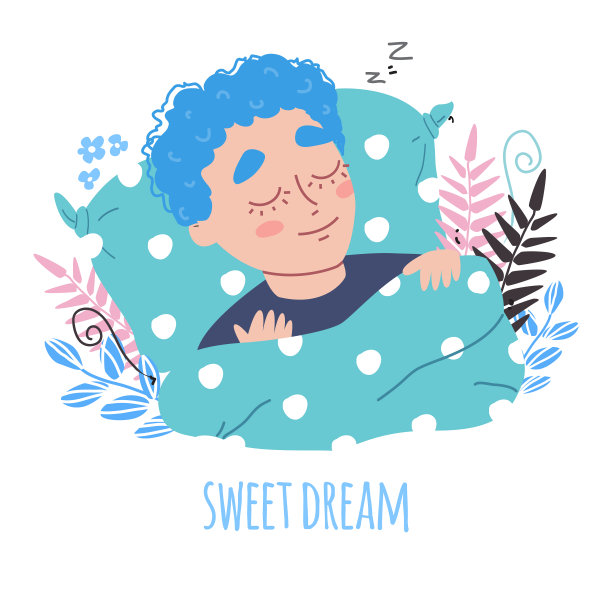 可爱的小男孩在他的床上睡觉图片下载