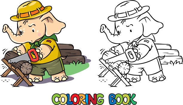 小大象童子军涂色书图片下载