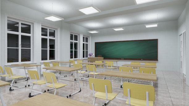 用绿色黑板照亮教室图片下载