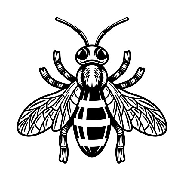 黑白风格的蜜蜂图片下载