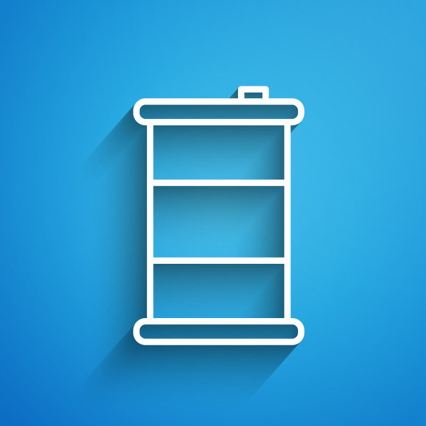 白色线桶油图标孤立在蓝色图片下载