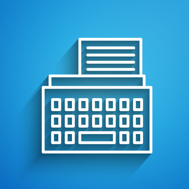 白线复古打字机和纸张图标图片下载