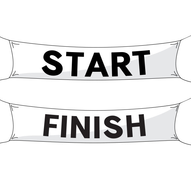 起跑线和终点线，白色横幅。向量图片下载