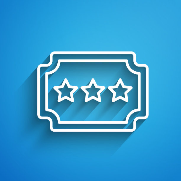 白色线票图标孤立在蓝色背景图片下载