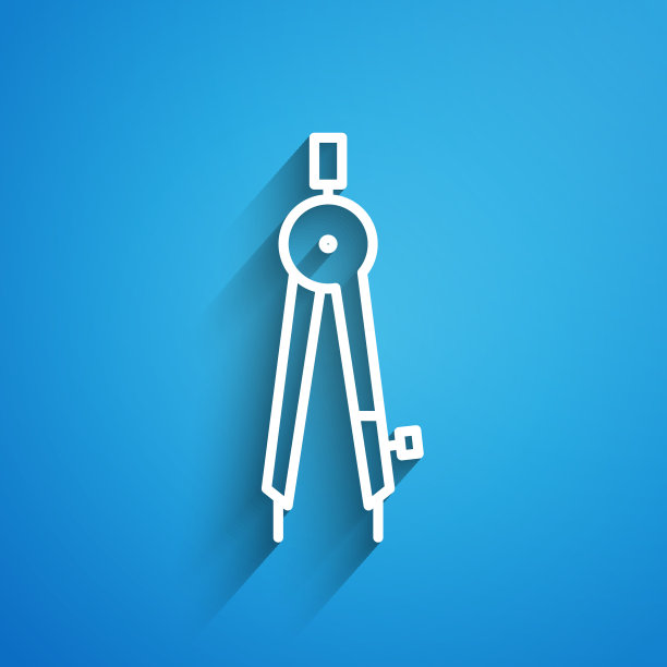 白色线绘制罗盘图标孤立在蓝色图片下载