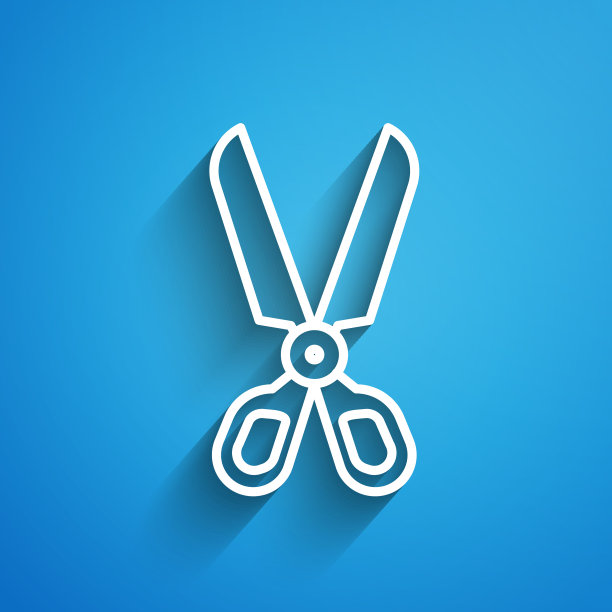 白线剪刀图标孤立在蓝色图片下载