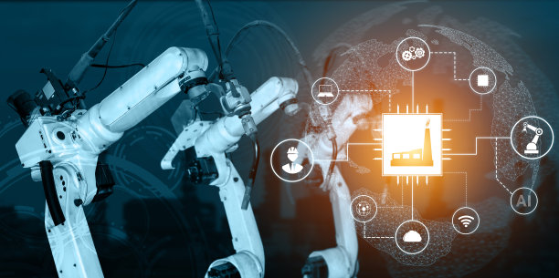 智能工业机器人手臂的数字化工厂生产技术图片下载