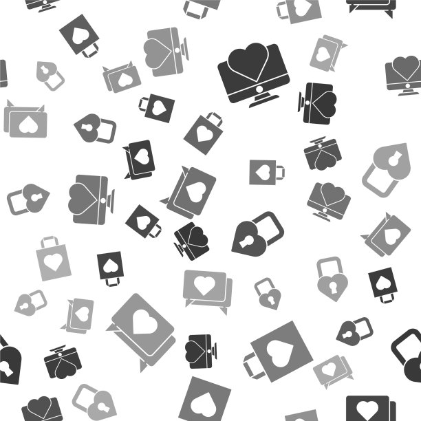 电脑显示器和心形购物袋图片下载