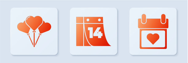 设定日历与2月14日气球的形式图片下载