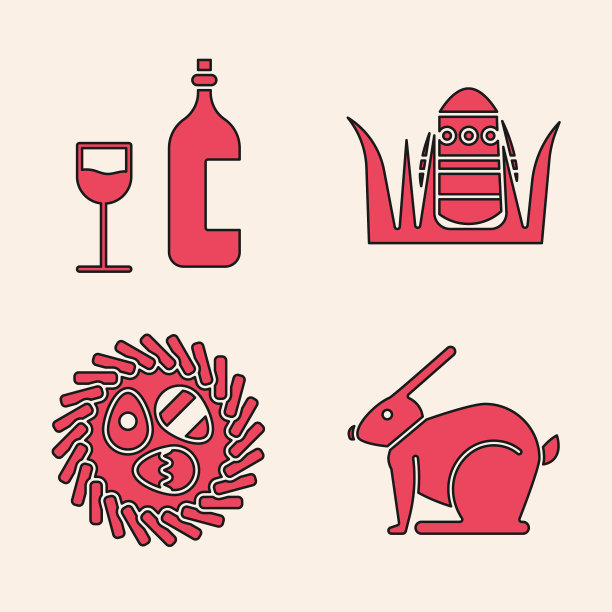 设置复活节兔子葡萄酒瓶与玻璃复活节图片下载