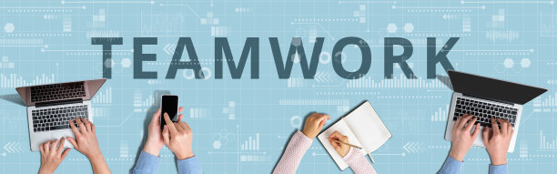 在笔记本电脑上工作的人的商业团队合作理念图片下载