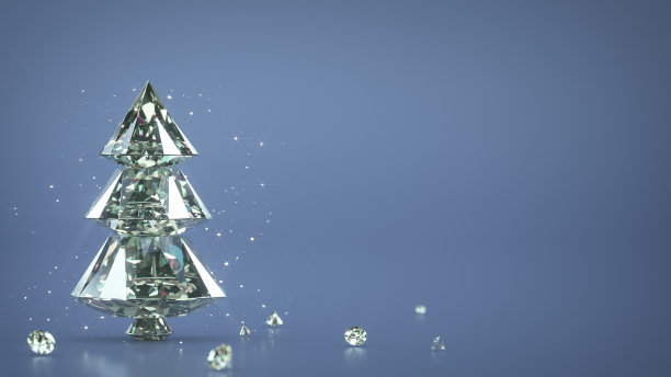 圣诞树由钻石和自由空间3D渲染图片下载
