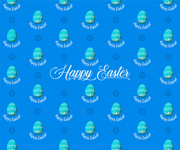 复活节彩蛋无缝图案上的蓝色背景图片下载