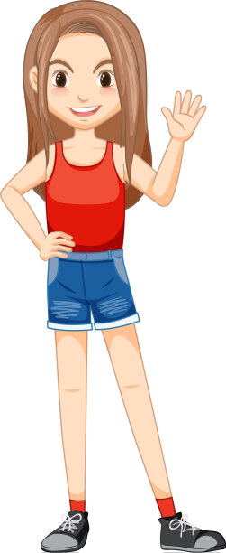 年轻女士在红色背心卡通人物图片下载