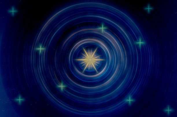 星夜。抽象的蓝色背景与明亮的星星图片下载