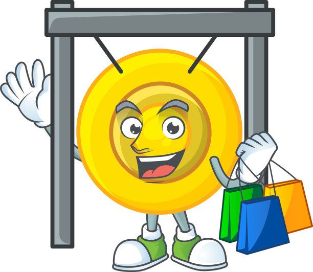 有钱的中国人挥舞着铜锣，拿着购物袋图片下载