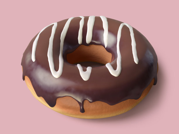 一个美味的甜甜圈的3d渲染与巧克力浇头在粉红色的背景图片下载