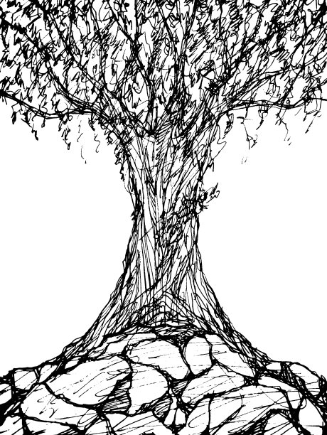 树素描涂鸦森林插图手绘图片下载