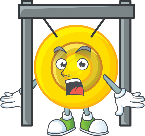 中国铜锣卡通设计上的一个惊喜手势图片下载