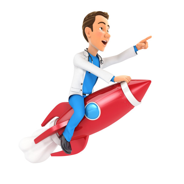 3d医生在火箭上飞行图片下载