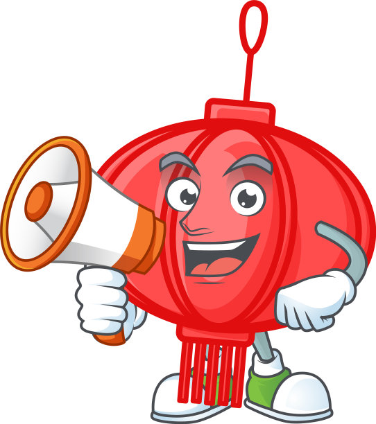 很酷的卡通中国蓝羊拿着扩音器图片下载