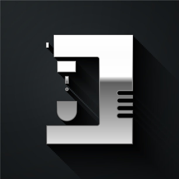 银色咖啡机图标孤立在黑色图片下载