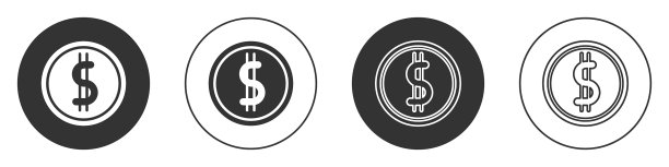 黑色硬币与美元符号符号隔离图片下载
