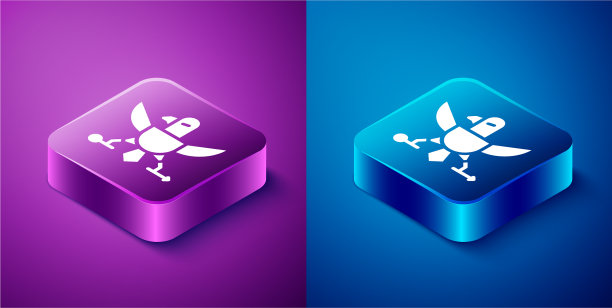 等距鹰图标孤立在蓝色和紫色图片下载