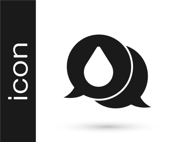 灰色水滴与语音气泡图标隔离图片下载