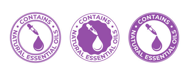 含有精油、滴标和滴标，美容护肤产品矢量标签。含天然精油，化妆品标志用油滴和吸管图片下载