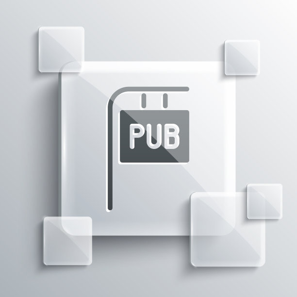 标有酒吧图标的灰色街道招牌图片下载