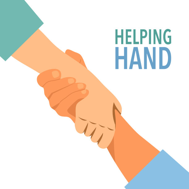 慈善标志的帮助手在平面设计。标志或手势的帮助和希望概念矢量插图在白色的背景。图片下载
