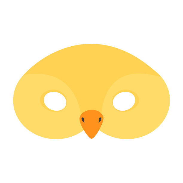 插图的狂欢节面具黄鸡。儿童聚会用的眼罩，图片下载